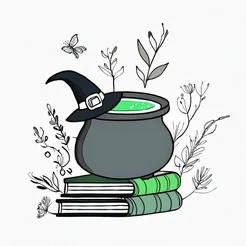 Free book club clipart of a Halloween cauldron